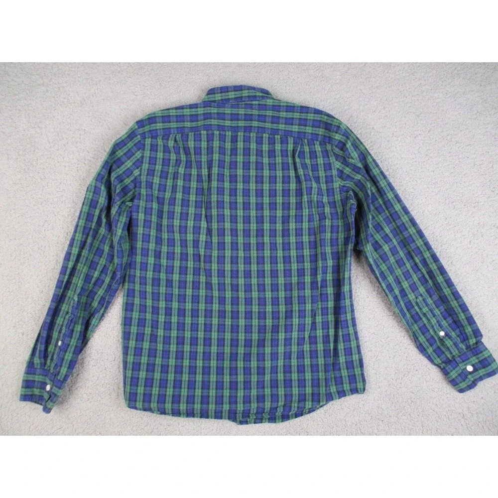 J. Crew Shirt‎ Mens Medium Blue Green Plaid Slim Fit Button Down Long Sleeve